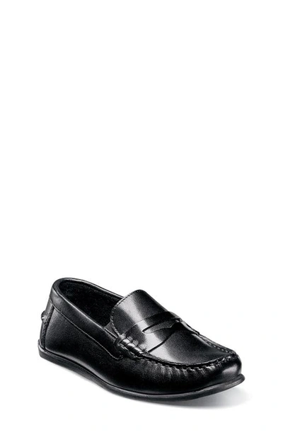 Florsheim Boys' Jasper Leather Driver Slip On Loafers - Toddler, Little Kid, Big Kid In Black