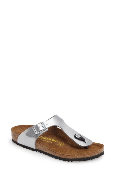 Birkenstock Girls' Electric Gizeh Thong Sandals - Toddler, Little Kid In Silver