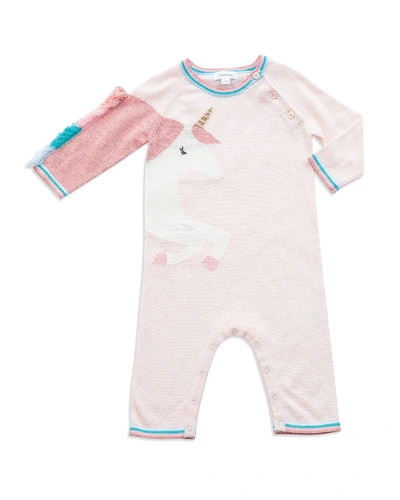 Angel Dear Girls' Knit Unicorn Coverall - Baby In Pink