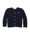 Ralph Lauren Kids' Logo-embroidered Cable-knit Cardigan In Navy