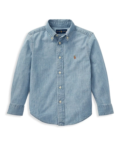 Ralph Lauren Kids' Little Boy's & Boy's Chambray Button Down Shirt In Light Blue