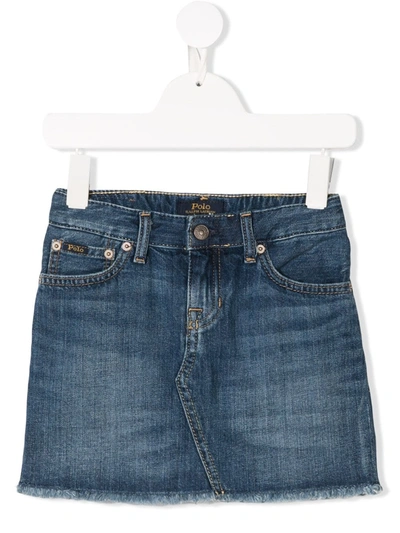 Ralph Lauren Kids' Little Girls Denim 5-pocket Skirt In Bales Wash