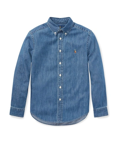 Ralph Lauren Boys' Denim Button-down Shirt - Little Kid In Dark Blue
