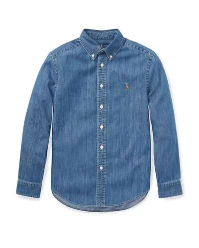 Polo Ralph Lauren Kids' Boy's Woven Chambray Shirt In Dark Blue