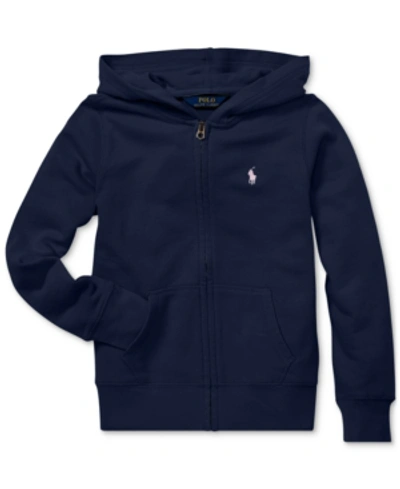 Ralph Lauren Kids' Toddler And Little Girls French Terry Full-zip Hoodie In French Navy