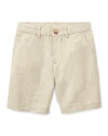 Polo Ralph Lauren Kids' Boy's Logo Embroidered Flat Front Chino Shorts In Sand