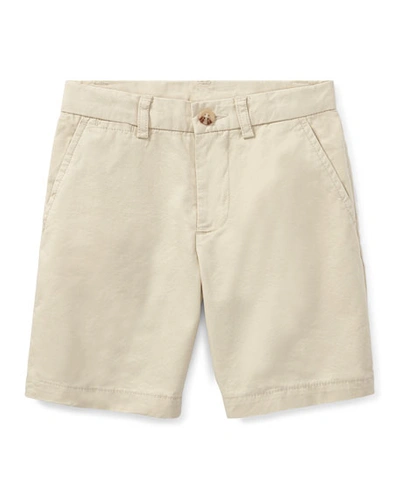 Ralph Lauren Kids' Boy's Logo Embroidered Flat Front Chino Shorts In Sand