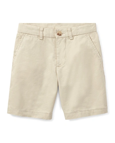 Polo Ralph Lauren Kids' Boy's Logo Embroidered Flat Front Chino Shorts In Sand