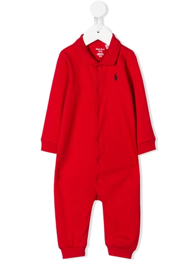 Ralph Lauren Boys' Interlock Solid Coverall - Baby In Red