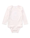 Ralph Lauren Girls' Embroidered Polo Bear Bodysuit - Baby In Pink