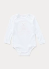 Ralph Lauren Girls' Embroidered Polo Bear Bodysuit - Baby In White