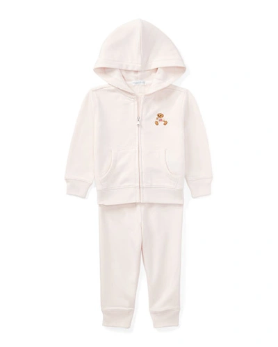 Ralph Lauren Baby Girl's 2-piece Polo Bear Hoodie & Joggers Set In Delicate Pink