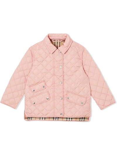 Burberry Kids' Brennan Quilted Snap Jacket, Size 3-14 In Pink