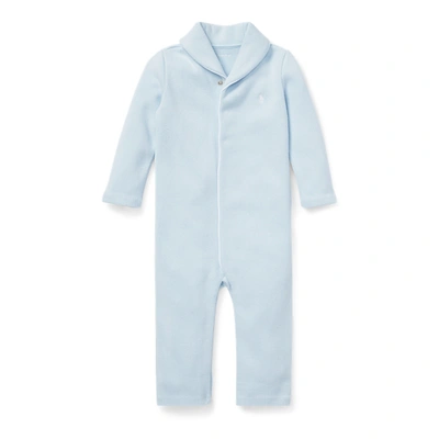 Ralph Lauren Boys' French-rib Cotton Coverall - Baby In Blue