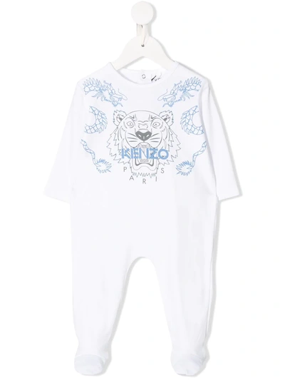 Kenzo Babies' Tiger Logo-embroidered Pyjamas In White