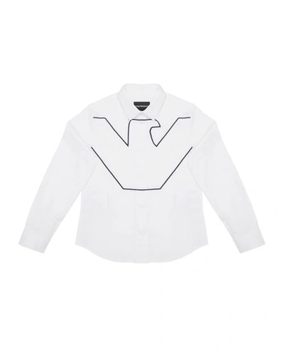 Armani Collezioni Boys' Logo Button-up Shirt - Little Kid, Big Kid In White
