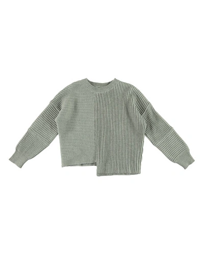 Stella Mccartney Kids' Asymmetrical Knit Notch Hem Sweater, Size 4-14 In Gray