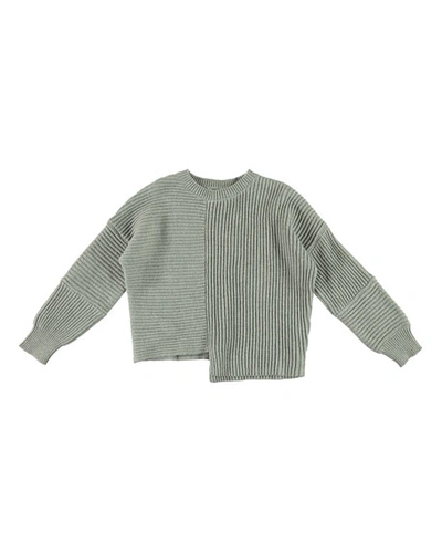 Stella Mccartney Asymmetrical Knit Notch Hem Sweater, Size 4-14 In Gray
