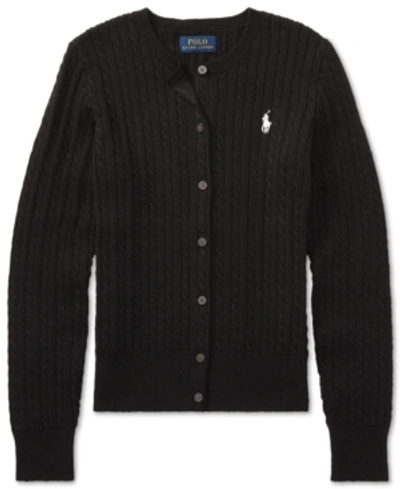 Polo Ralph Lauren Big Girls Cable-knit Cotton Cardigan In Polo Black