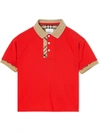 Burberry Kids' Boy's Archie Check-trim Polo Shirt, Size 3-14 In Rosso