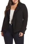 Nic And Zoe Plus Fringe Mix Knit Jacket In Black