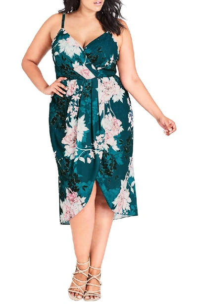 CITY CHIC PLUS Jade Bloom Faux Wrap Dress 00138175