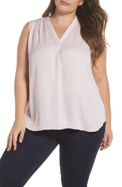 Vince Camuto Plus Shirred Sleeveless Top In Pink Bliss