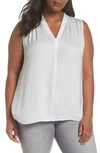 Vince Camuto Plus Plus Plus Shirred Sleeveless Top In New Ivory
