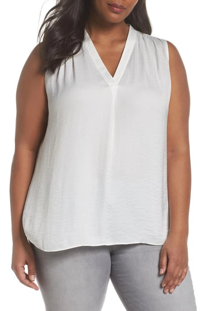 Vince Camuto Plus Plus Plus Shirred Sleeveless Top In New Ivory