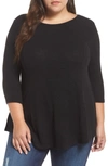B Collection By Bobeau Curvy Brushed Knit Babydoll Top In Black