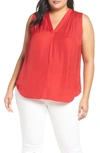 Vince Camuto Plus Shirred Sleeveless Top In Fireside