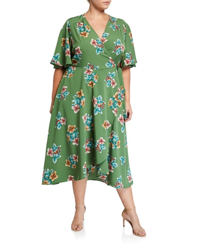 B Collection By Bobeau Curvy Orna Floral Print Wrap Dress In Tulum Floral
