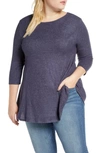 B Collection By Bobeau Curvy Brushed Knit Babydoll Top In Dark Graphite