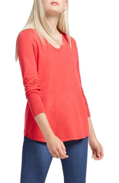 Nic And Zoe Plus Nic+zoe Plus Vital V-neck Sweater In Pop Red