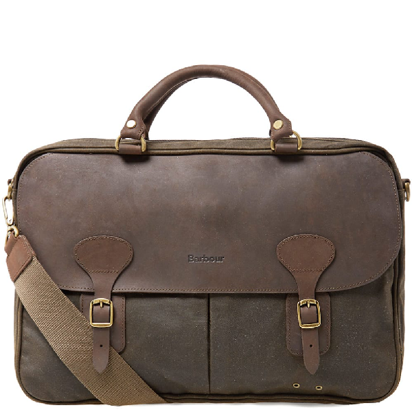 barbour waxed cotton briefcase