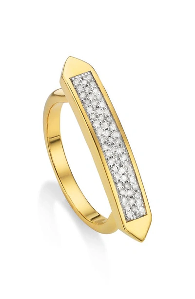 Monica Vinader Gold Plated Vermeil Silver Baja Skinny Diamond Ring In Metallic