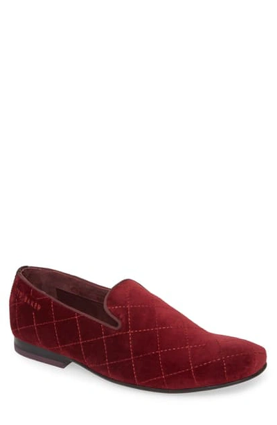 Ted Baker Men's Aldmir Velvet Loafers In Dark Red