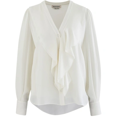 Alexander Mcqueen Shirt With Frills In Soft White