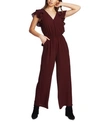 1.state V-neck Flutter-sleeve Jumpsuit In Mahogany