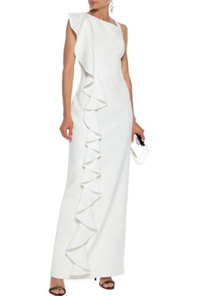 Rachel Gilbert Farah Ruffled Crepe Gown In Ivory