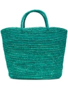 Sensi Studio Woven Straw Tote In Green
