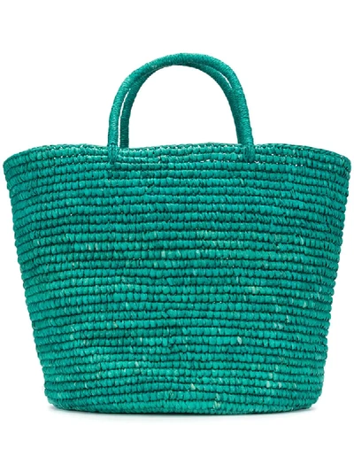 Sensi Studio Woven Straw Tote In Green