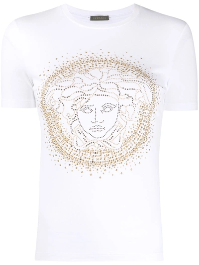 Versace Medusa Head Studded T-shirt In White