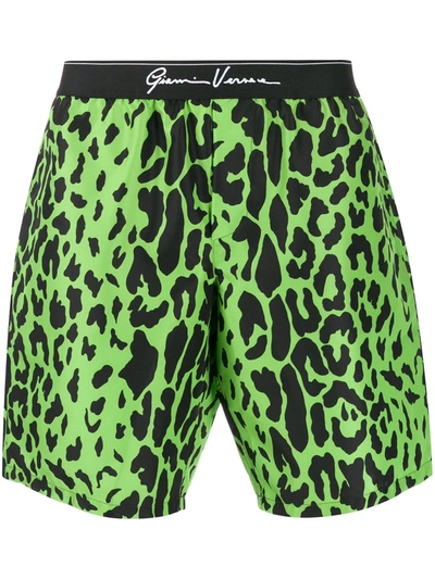 Versace Animal Print Swim Shorts In Green