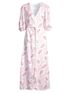 Azulu Women's Cherry Tree Print Puff-sleeve Tie-waist Maxi Dress In Pink Corals