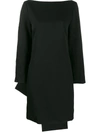 Nina Ricci Boatneck Bow-back Wool Dress In Black
