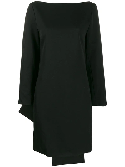 Nina Ricci Boatneck Bow-back Wool Dress In Black