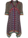 Alice And Olivia Connor Handkerchief Hem Shirtdress In Deco Multi