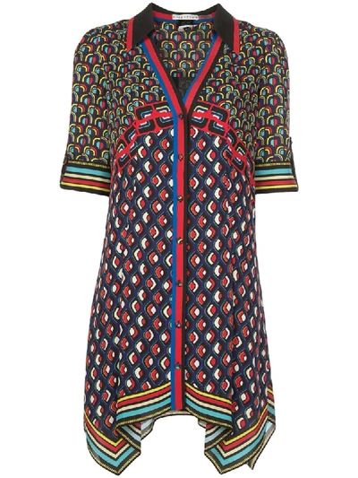 Alice And Olivia Connor Handkerchief Hem Shirtdress In Deco Multi