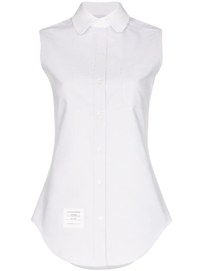 Thom Browne Sleeveless Logo-patch Shirt In 灰色